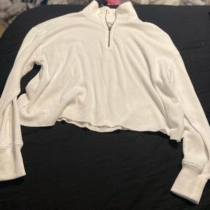 Cropped white half zip